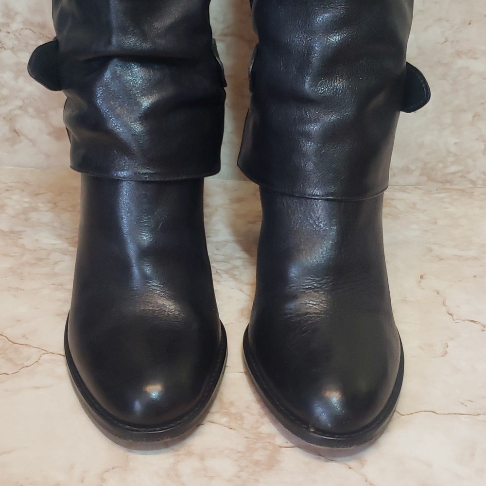 Coach Black Leather High Heel Pull On Women's Knee Length Boots Size 7 - Picture 3 of 9